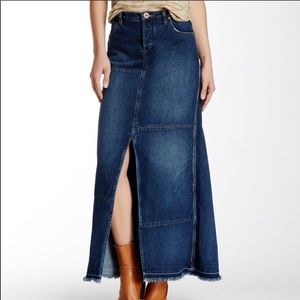 Free people | Denim Boho Patchwork Maxi Skirt | 30